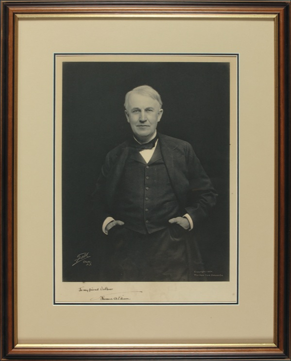 Lot 301 Thomas Edison: MAN OF A THOUSAND INVENTIONS: Outstanding large photo signed by THOMAS EDISON