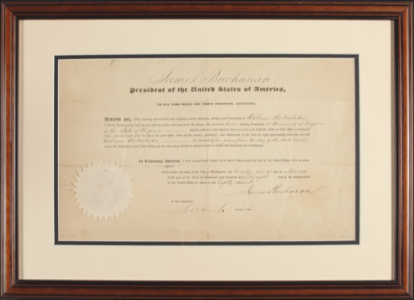 Lot 11 James Buchanan Signed Document