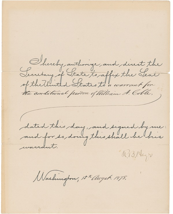 Lot 112 Rutherford B. Hayes Signed Document