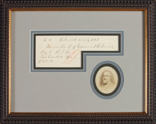 Lot 499 Robert E. Lee: Writing a check to himself a week before the First Battle of Bull Run