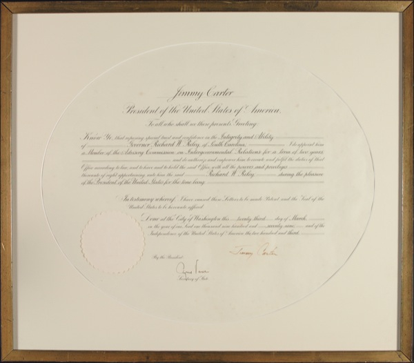 Lot 28 Jimmy Carter Signed Document