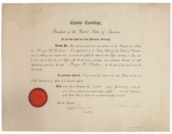Lot 49 Calvin Coolidge Signed Document