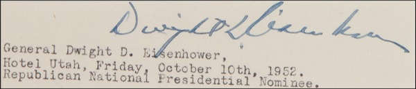 Lot 59 Dwight D. Eisenhower Signature