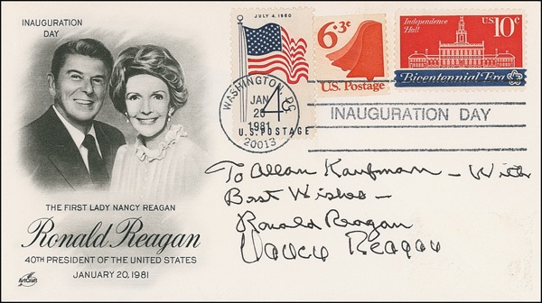 Lot 190 Ronald and Nancy Reagan Inaugural Cover