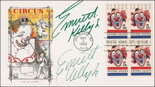 Lot 1112 Emmett Kelly, Jr and Sr First Day Cover