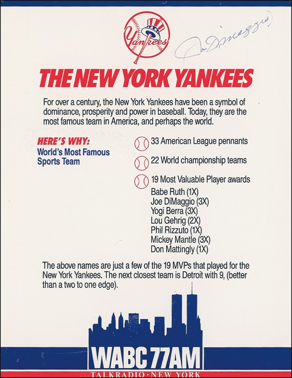 Lot 1443 Joe DiMaggio Advertising Flyer