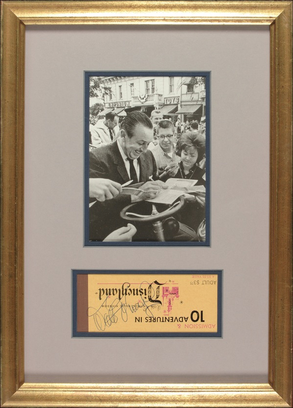 Lot 682 Walt Disney: 1960 Disneyland ticket book cover signed by Walt himself