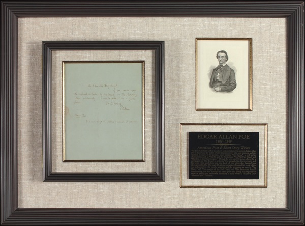Lot 637 Edgar Allan Poe: HORROR STORY: POE seeks a favor on behalf of an obsessive female writer who would later try to destroy his reputation