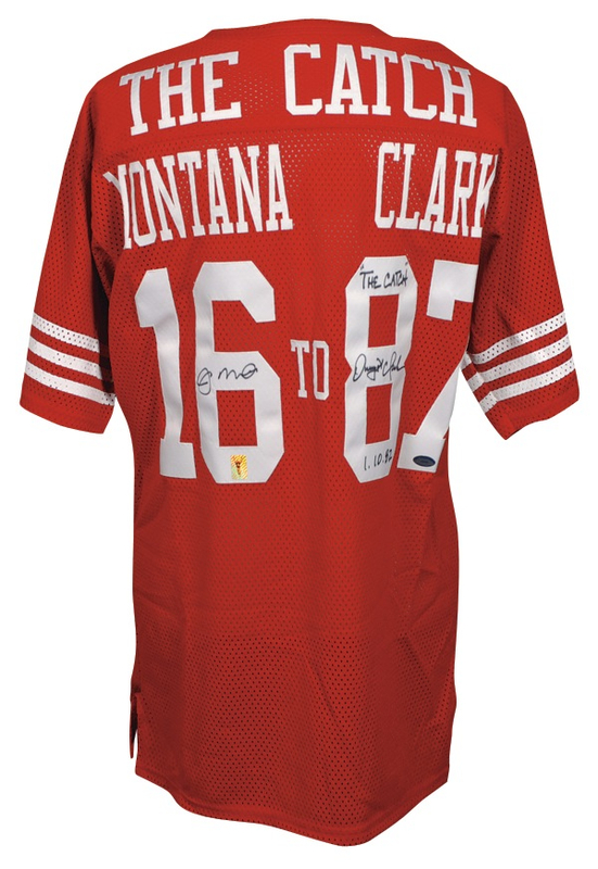 Lot 1580 Joe Montana and Dwight Clark Football Jersey