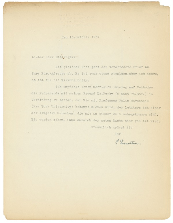 Lot 305 Albert Einstein: HIGH PRAISE: EINSTEIN recommends ?one of the most intelligent men whom I have met anywhere in the world?