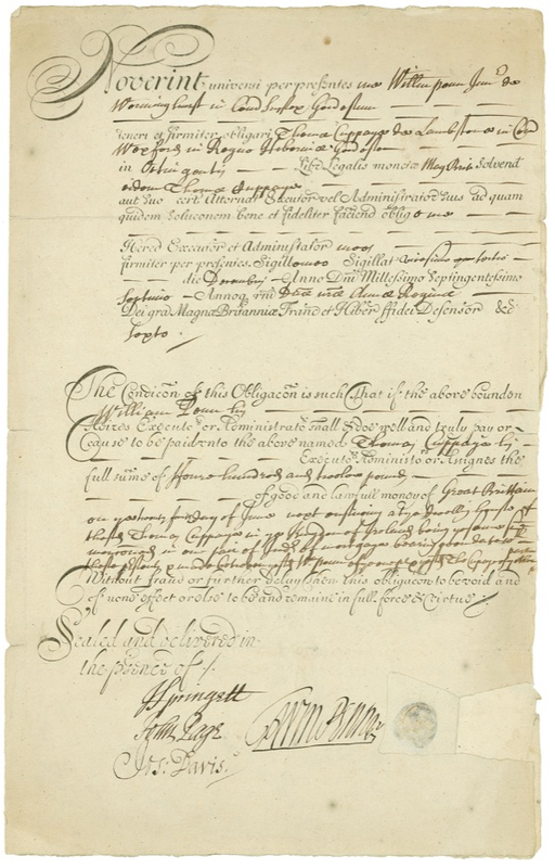 Lot 403 William Penn: KEYSTONE PIONEER: Scarce 1707 document signed by Pennsylvania founder WILLIAM PENN