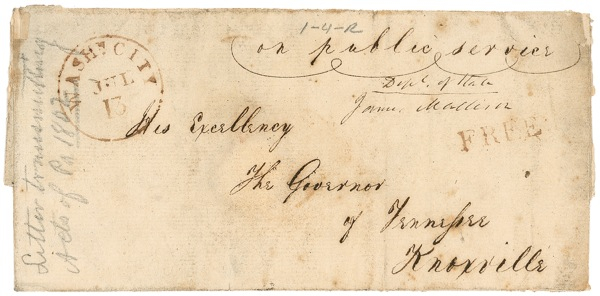Lot 89 Free Frank: James Madison Free Frank