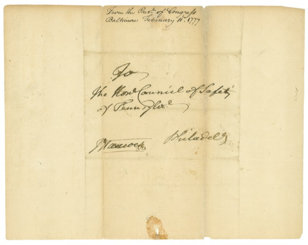 Lot 332 John Hancock: Writing to the Council of Safety in 1777