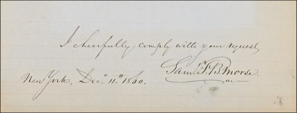 Lot 387 Samuel F. B. Morse Signed Note