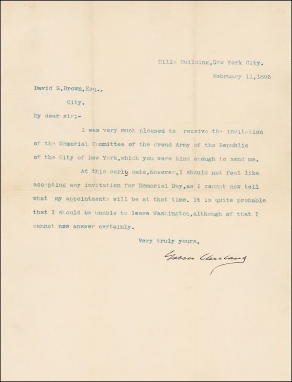 Lot 37 Grover Cleveland Program