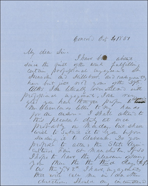 Lot 176 Franklin Pierce: “Literally overwhelmed with professional engagements”