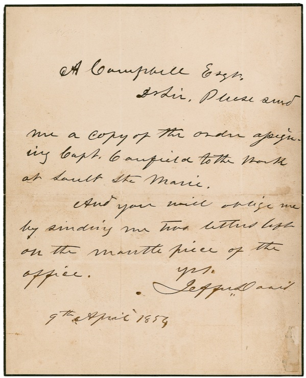 Lot 286 Jefferson Davis Handwritten Letter Signed
