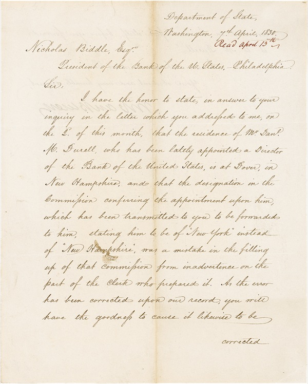 Lot 234 Martin Van Buren Signed Letter