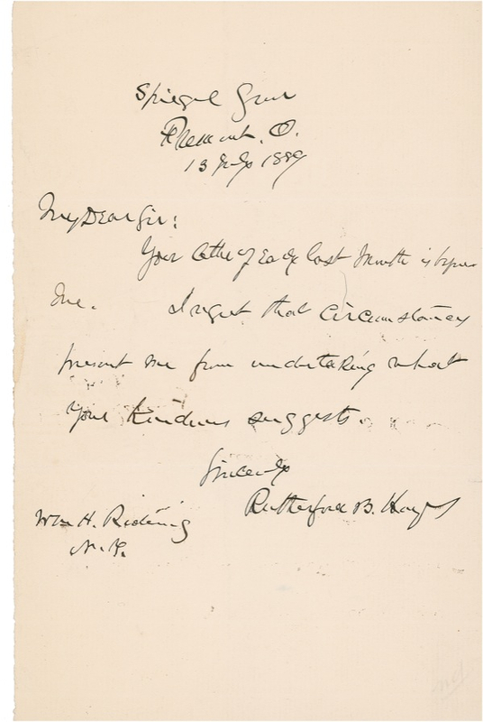 Lot 115 Rutherford B. Hayes Handwritten Letter Signed