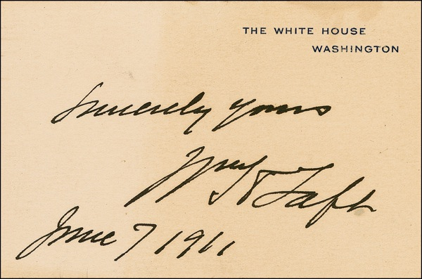 Lot 213 William H. Taft White House Card