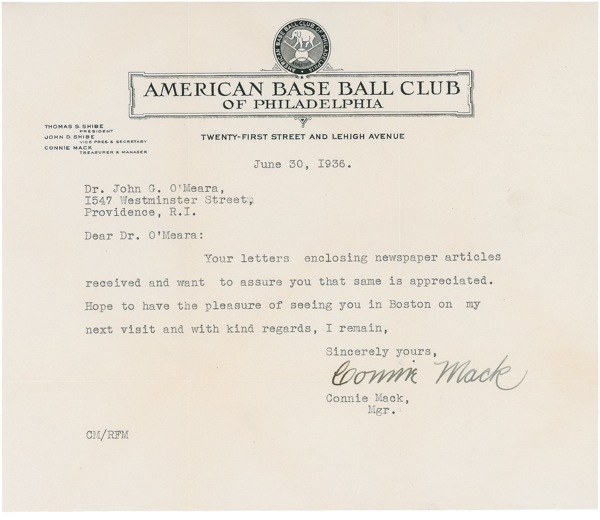 Lot 1557 Connie Mack Typed Letter Signed