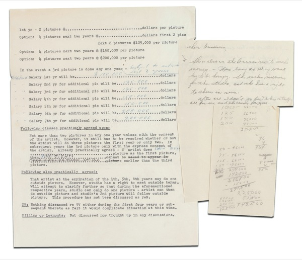 Lot 1446 Joe DiMaggio: Protecting Marilyn?s business interests: ?She makes millions for the studio, and she has a right to share in some?
