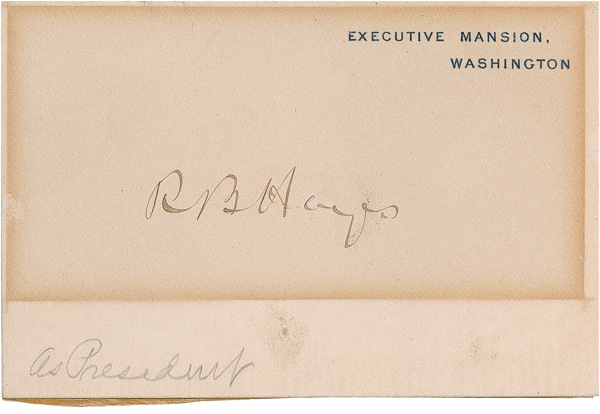 Lot 116 Rutherford B. Hayes White House Card