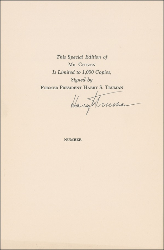 Lot 231 Harry S. Truman Signature