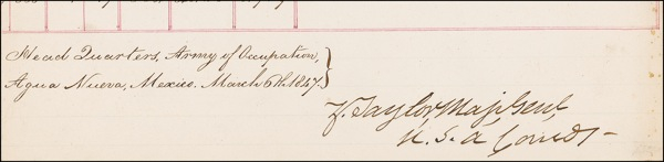 Lot 220 Zachary Taylor Signature