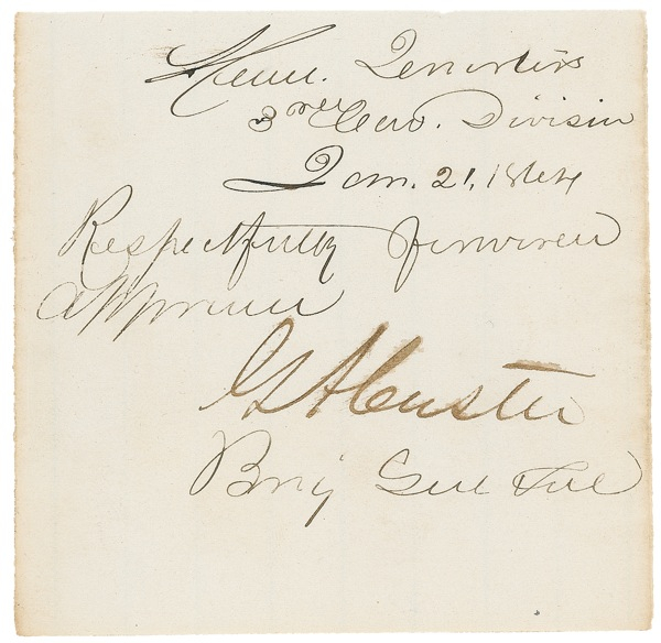 Lot 474 George A. Custer: War-dated endorsement