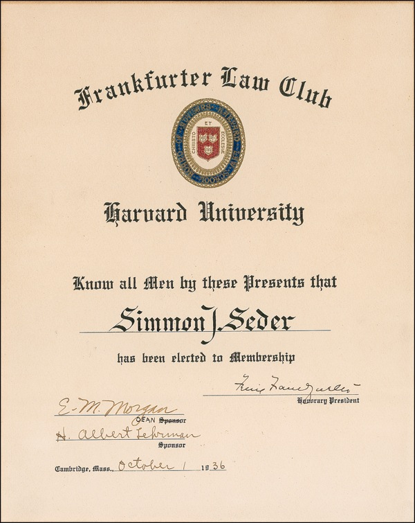 Lot 313 Felix Frankfurter Signed Document