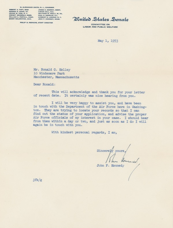 Lot 143 John F. Kennedy Typed Letter Signed