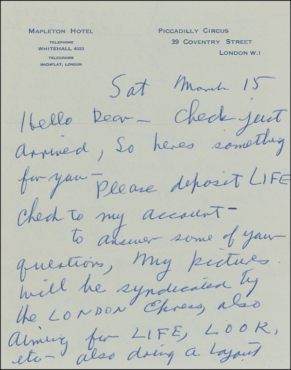 Lot 667 Weegee Handwritten Letter Signed