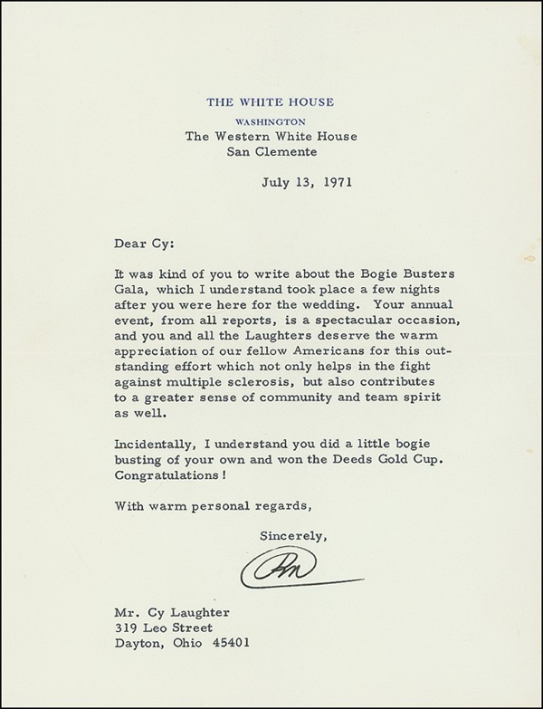 Lot 170 Richard Nixon Typed Letter Signed