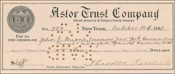 Lot 210 Theodore Roosevelt: To a Spanish-American War organization