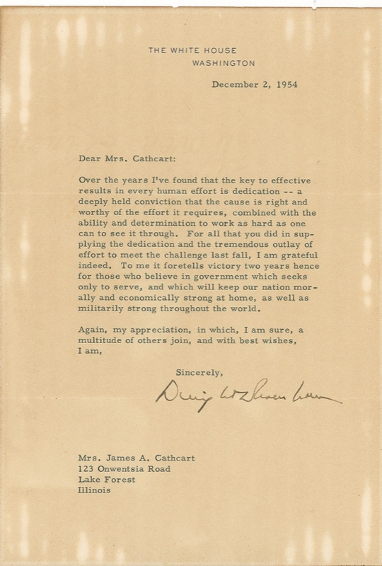 Lot 60 Dwight D. Eisenhower: “The key to effective results in every human effort is dedication”
