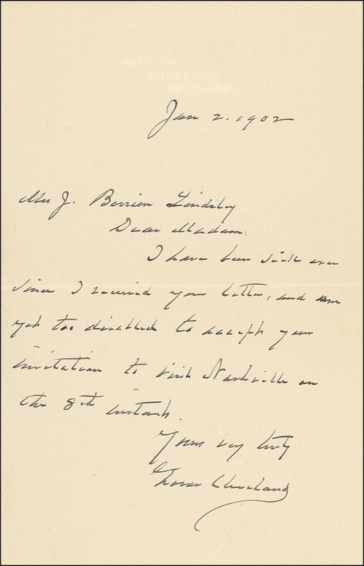 Lot 40 Grover Cleveland Handwritten Letter Signed