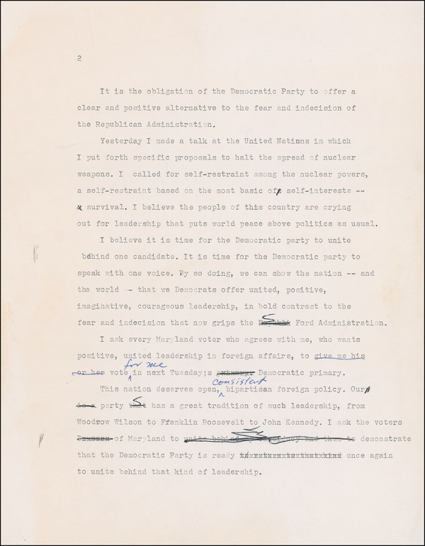 Lot 33 Jimmy Carter: On the campaign trail: “The Ford Administration is paralyzed by political timidity”