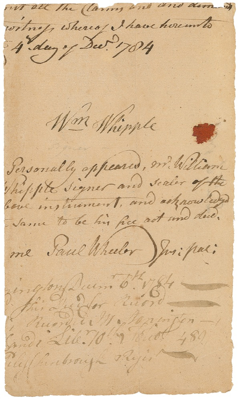 Lot 292 Declaration of Independence: William Whipple Signed Document