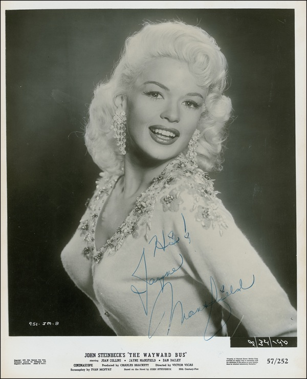 Lot 1147 Jayne Mansfield Signed Photograph