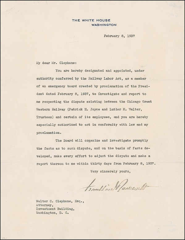 Lot 203 Franklin D. Roosevelt Typed Letter Signed