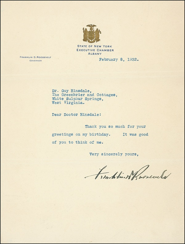Lot 204 Franklin D. Roosevelt Typed Letter Signed