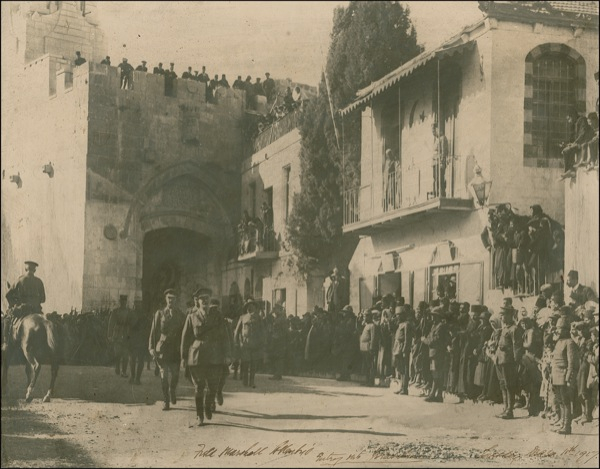 Lot 467 Viscount Edmund Allenby: FOOT SOLDIER: ALLENBY signs a photo of his entry into Jersualem
