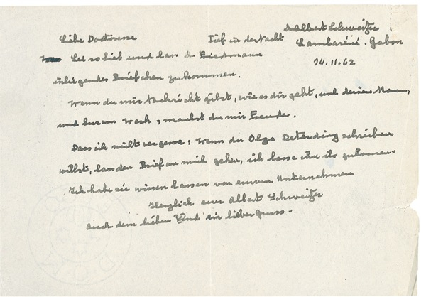 Lot 415 Albert Schweitzer Handwritten Letter Signed