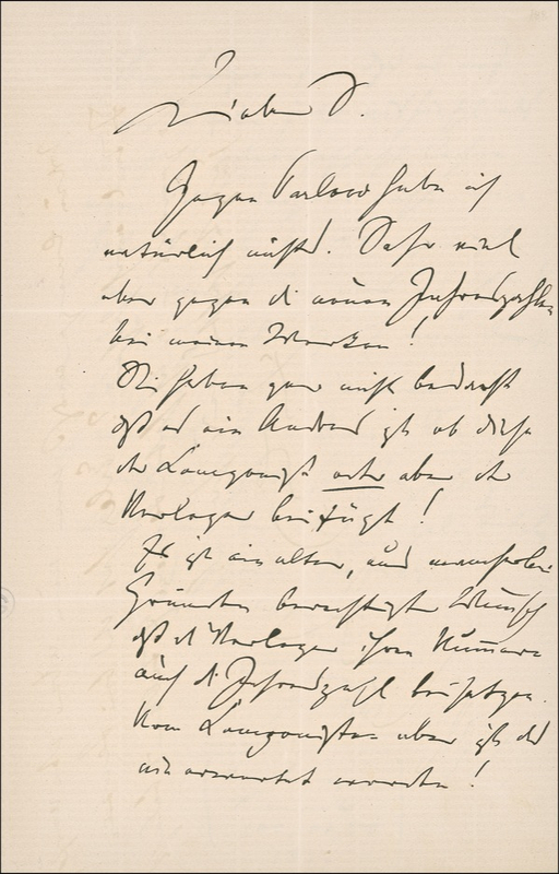 Lot 753 Johannes Brahms: “COMING ACROSS AS A VAIN AND CONCEITED COMPOSER”: BRAHMS complains to his publisher about the dating of his works