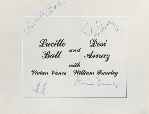 Lot 1035 Dinner with the President: IKE LOVES LUCY: Superb oversized 1953 “Dinner with the President” invitation featuring signed presentations from RODGERS & HAMMERSTEIN and the entire cast of I LOVE LUCY