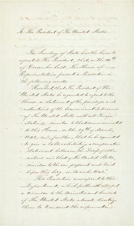 Lot #175 Franklin Pierce: Pierce complies with a congressional resolution appointing a new clerk - Image 2