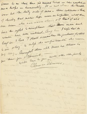 Lot #285 Clarence Darrow: MANKIND?S SORRY STATE: ?It doesn?t seem to me that there is much love in the world or much hope in humanity ? their coldness and lack of charity that makes life seem so helpless? - Image 1