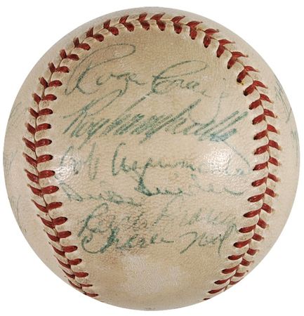 Lot #1394 Brooklyn Dodgers: ‘56 Dodgers team ball including Robinson, Campanella, Drysdayle, and Hodges - Image 2