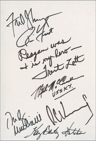 Lot #177 Ronald Reagan Tribute: “GOD BLESS THE GIPPER”: More than 30 members of the Washington elite, including three presidents, Supreme Court justices, and close political allies, pay tribute to RONALD REAGAN - Image 4